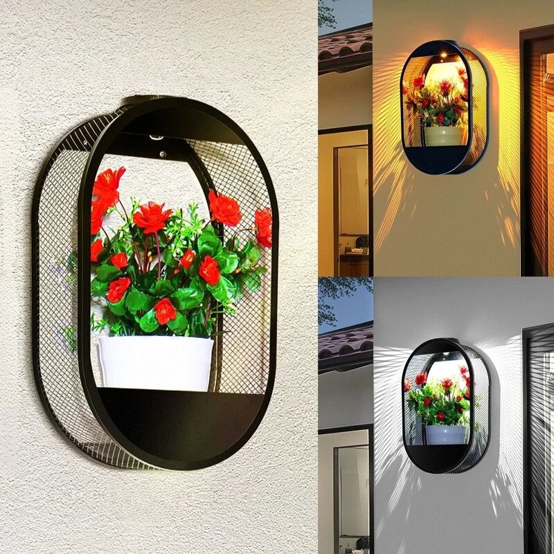 Applique solaire avec pot de fleurs