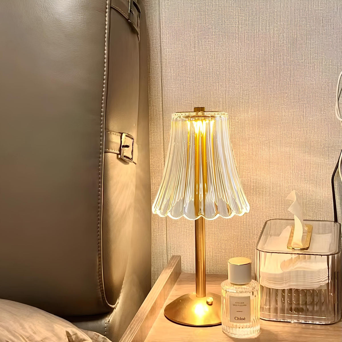 Lampe de table en cristal doré
